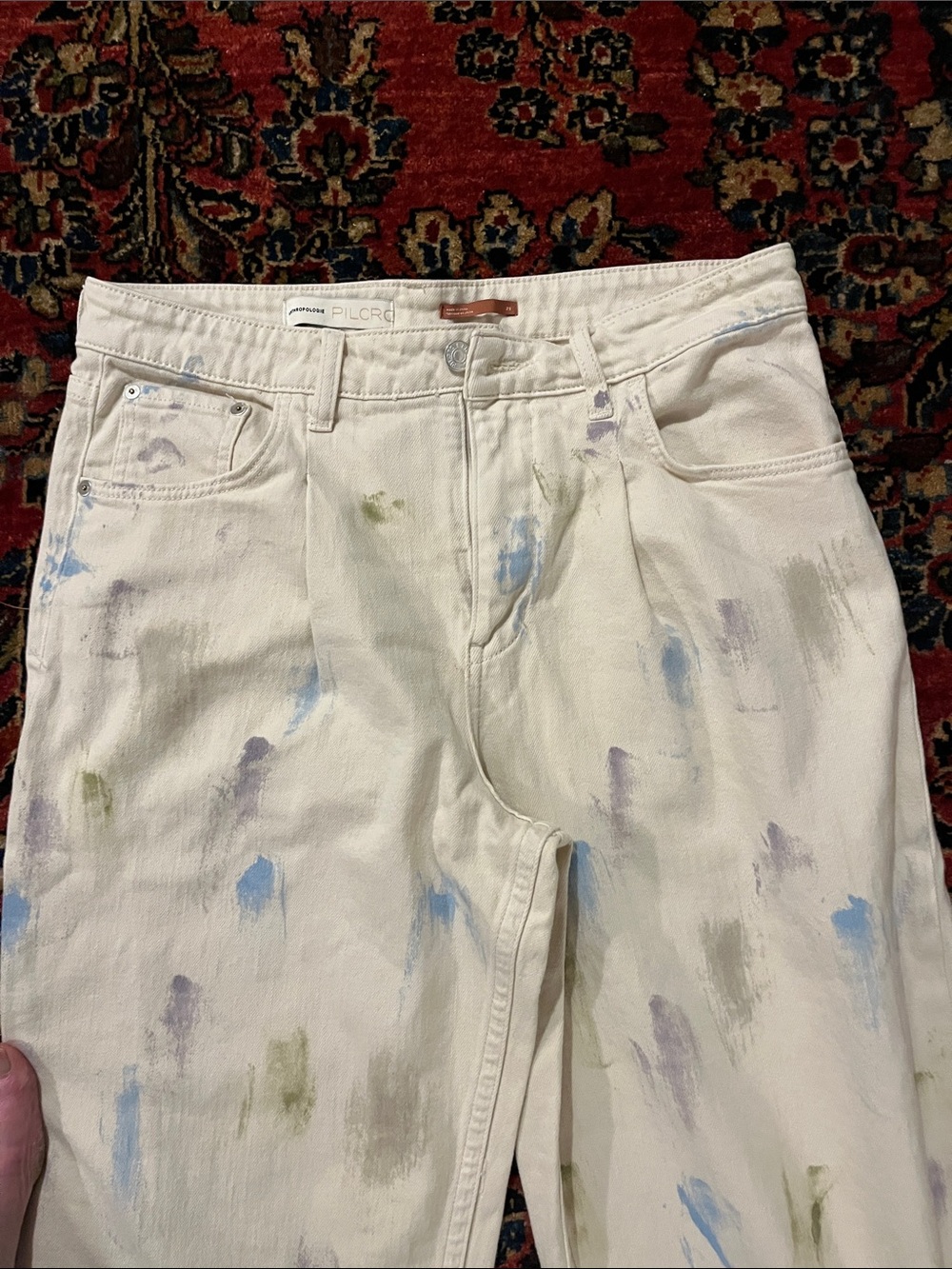 Pilcro White Relaxed Jeans with Pastel Paint-Splash Details - Picture 2 of 4